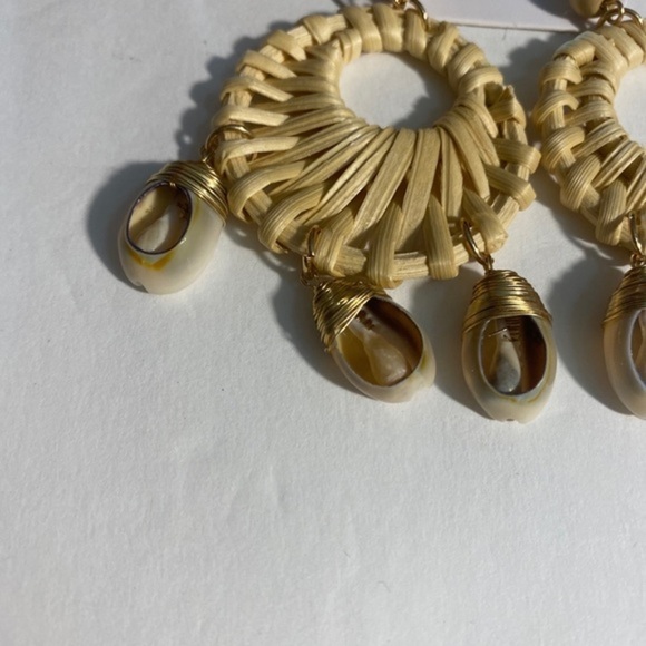 Rattan Straw shell Earrings Women’s Boho Wicker Woven Earrings - Picture 4 of 6